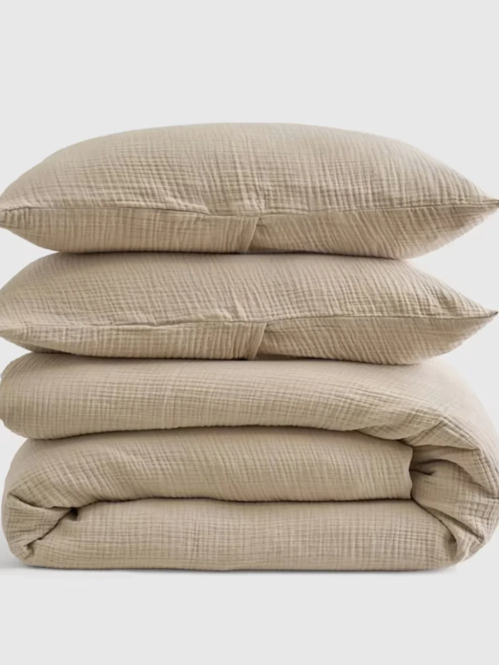 Organic Cotton Airy Gauze Duvet Cover Set King Dune Tan